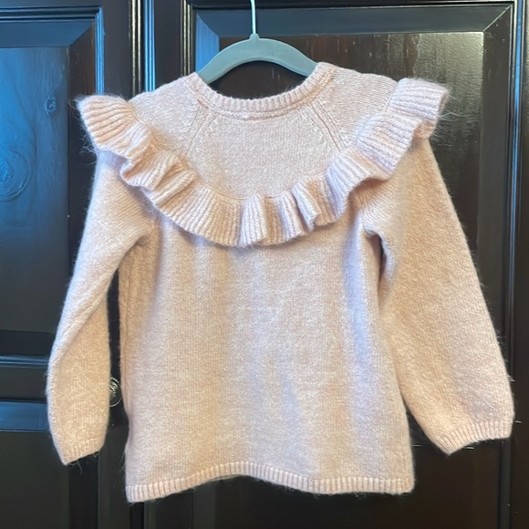 H&M Baby Girl Dusty Rose Ruffle Cardigan Button Up long sleeve shirt 12-28m - Picture 4 of 5